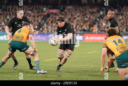 Melbourne, Australien. 29. Juli 2023. Scott Barrett aus Neuseeland während des Testspiels Neuseeland All Blacks gegen Australian Wallabies Bledisloe Cup und Rugby Championship am Samstag, den 29. Juli 2023 in Melbourne, Australien. Kredit: Alamy Live News Stockfoto