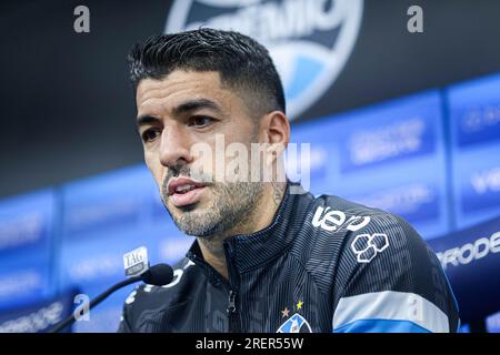 Porto Alegre, Brasilien. 29. Juli 2023. RS – PORTO ALEGRE – 29/07/2023 – GREMIO, KOLLEKTIV LUIS SUAREZ – Luis Suarez, Spieler von Gremio während einer Pressekonferenz im CT Luiz Carvalho. Foto: Maxi Franzoi/AGIF/Sipa USA Kredit: SIPA USA/Alamy Live News Stockfoto