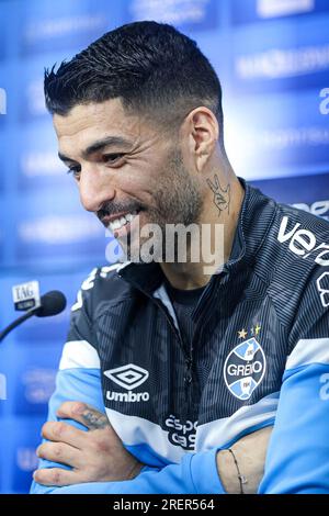 Porto Alegre, Brasilien. 29. Juli 2023. RS – PORTO ALEGRE – 07/29/2023 – GREMIO, KOLLEKTIV LUIS SUAREZ – Luis Suarez, Spieler von Gremio während einer Pressekonferenz im CT Luiz Carvalho. Foto: Maxi Franzoi/AGIF/Sipa USA Kredit: SIPA USA/Alamy Live News Stockfoto