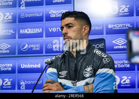 Porto Alegre, Brasilien. 29. Juli 2023. RS – PORTO ALEGRE – 07/29/2023 – GREMIO, KOLLEKTIV LUIS SUAREZ – Luis Suarez, Spieler von Gremio während einer Pressekonferenz im CT Luiz Carvalho. Foto: Maxi Franzoi/AGIF/Sipa USA Kredit: SIPA USA/Alamy Live News Stockfoto