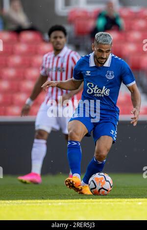 29. Juli 2023; bet365 Stadium, Stoke, Staffordshire, England; Fußballfreunde vor der Saison: Stoke City gegen Everton; Neal Maupay von Everton Stockfoto