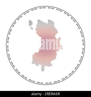 Ko Tao rundes Logo. Digitale Form von Ko Tao in gepunktetem Kreis mit Inselname. Technisches Symbol der Insel mit abgestuften Punkten. Kreative Vektorillu Stock Vektor