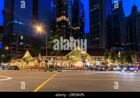 Lau Pa Sat Food Court im Zentrum von Singapur Stockfoto