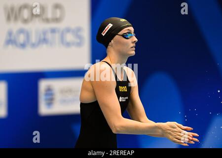 Fukuoka, Japan. 29. Juli 2023. FUKUOKA, JAPAN - 29. JULI: Marrit Steenbergen aus den Niederlanden, bevor es am 16. Tag der Fukuoka 2023 World Aquatics Championships in der Marine Messe Fukuoka Halle A am 29. Juli 2023 in Fukuoka, Japan, an der Women's 50m Freestyle teilnahm. (Foto: Nikola Krstic/BSR Agency) Kredit: BSR Agency/Alamy Live News Stockfoto