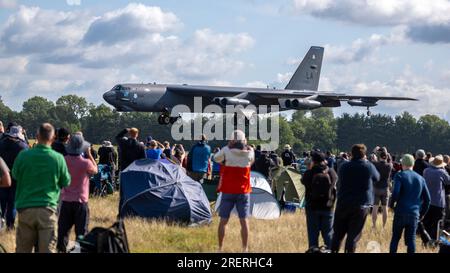 United States Air Force - Boeing B-52H Stratofortress, Ankunft in RAF Fairford für das Royal International Air Tattoo 2023. Stockfoto