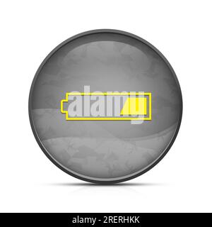 1 Symbol für die dritte aufgeladene Batterie auf der stilvollen, runden, spritzwasserschwarzen Taste Stockfoto