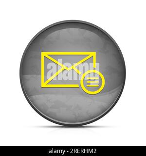 Symbol für E-Mail-Option auf eleganter, schwarzer, runder Schaltfläche Stockfoto