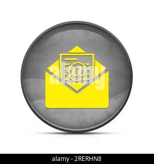 Newsletter-E-Mail-Symbol auf eleganter, schwarzer, runder Schaltfläche Stockfoto