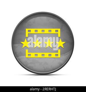 Symbol für Filmbesprechungen auf dem eleganten runden Knopf in Schwarz Stockfoto