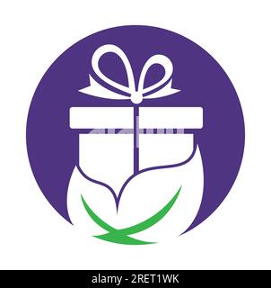 Vektor des Logos für Geschenkblatt. Design-Vorlage Für Das Geschenk-Logo Der Natur. Einzigartige überraschende und organische Logovorlage. Stock Vektor