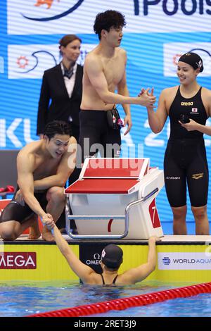 Fukuoka, Japan. 29. Juli 2023. Japan Mannschaft Schwimmen : World Aquatics Championships Fukuoka 2023 Mixed 4x100 m Freestyle Relay Final auf der Marine Messe Fukuoka Halle A in Fukuoka, Japan . Kredit: YUTAKA/AFLO SPORT/Alamy Live News Stockfoto