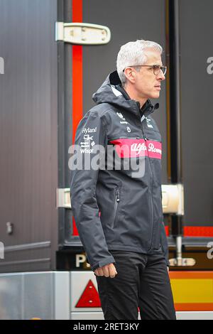 Alessandro Alunni Bravi Teammanager bei Alfa Romeo sauber während des belgischen GP, Spa-Francorchamps 27-30. Juli 2023 Formel-1-Weltmeisterschafts 2023. Stockfoto