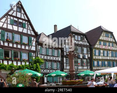 Marktplatz, Wochenmarkt in Bretten, Baden-Württemberg, Deutschland Stockfoto