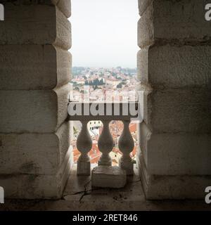 Blick vom Glockenturm in Rovinj Kroatien Stockfoto