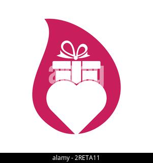 „Love Gift Drop“-Design Logo „Vector Symbol“-Design. Herzgeschenk-Logo-Vektorsymbol. Stock Vektor