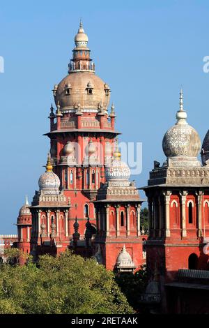 High Court in Parrys Corner, Broadway, Chennai, Tamil Nadu, Indien, Asien. Das Madras High Court, eines der Wahrzeichen der Metropole Chennai Stockfoto