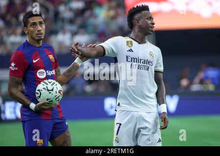 Dallas, Usa. 29. Juli 2023. Vini Jr. von Real Madrid und Raphinha von Barcelona, international freundlich im AT&T Stadium in der Stadt Dallas in den Vereinigten Staaten an diesem Samstag, den 29. Juli 2023. Kredit: Brasilien Photo Press/Alamy Live News Stockfoto