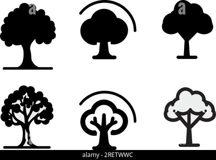 Baumsilhouette, Baumsymbol, Baumvektordarstellung, Natur, Wald, Außenbereich, Umgebung, Ökologie, Laub, Stock Vektor