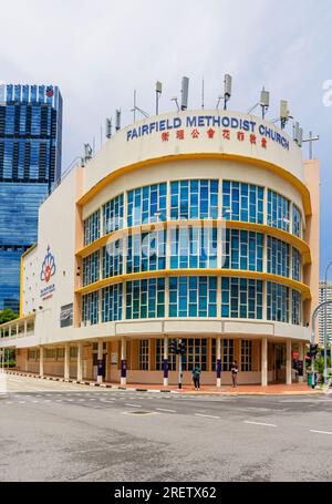 Fairfield Methodist Church, Gebäude, früher Metropole Cinema, 1 Tanjong Pagar, Chinatown, Singapur Stockfoto