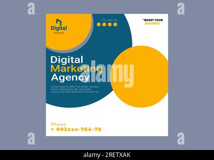 Webinar-Banner „Marketingstrategien“ und Vorlage für Beiträge in sozialen Medien Stock Vektor