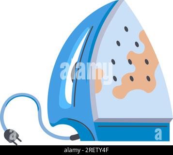 Kaputte Elektrogeräte, brennender Eisenvektor Stock Vektor