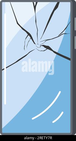 Beschädigtes Smartphone mit kaputtem Glasvektor Stock Vektor