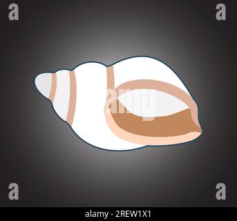 Meeresmuschel eine leere Muschel einer Meeresmuschel-Vektor-Illustration auf einem dunkelblauen Hintergrund Stock Vektor