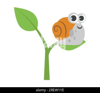 Illustration der Schnecke auf Baum weißem Hintergrund Vektor Stock Vektor
