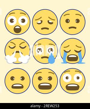 IPhone-Whatsapp-Emojis. Hochwertige Emoticons, isoliert auf weißem Hintergrund. Herz-Emoji-Set. Emojis aus sozialen Medien. Gelb, einfach, Vektor, Stock Vektor