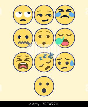 IPhone-Whatsapp-Emojis. Hochwertige Emoticons, isoliert auf weißem Hintergrund. Herz-Emoji-Set. Emojis aus sozialen Medien. Gelb, einfach, Vektor, Stock Vektor