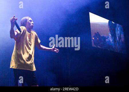 Brünn, Tschechische Republik. 29. Juli 2023. Tommy Cash (Tomas Tammemets) tritt während des internationalen Musikfestivals Pop Messe am 29. Juli 2023 in Brünn auf. Kredit: Vaclav Salek/CTK Photo/Alamy Live News Stockfoto