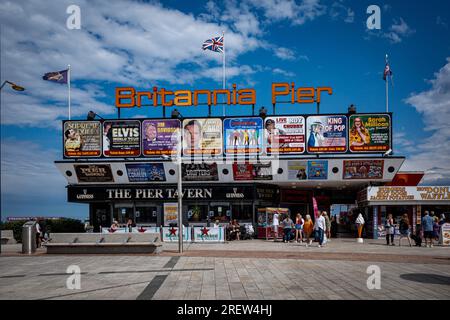 Britannia Pier Great Yarmouth Tourism - Great Yarmouth Britannia Pier wurde ursprünglich in1858 erbaut, aber 1899 abgerissen und wieder aufgebaut, Wiedereröffnung 1902. Stockfoto