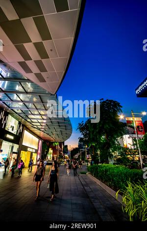 Das Hilton Singapore Orchard liegt im Zentrum der Orchard Road und ist ein idealer Ort, um die erstklassigen Einkaufs- und Unterhaltungsmöglichkeiten der Stadt zu erkunden Stockfoto