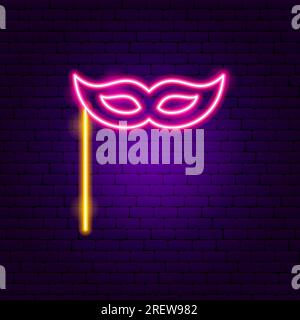 Maskenmaske Neonschild Stock Vektor