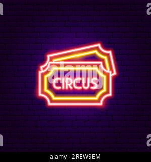 Zirkusticket Neonschild Stock Vektor