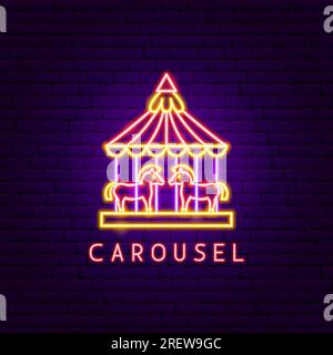 Karussell Neon-Etikett Stock Vektor