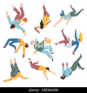 Ungeschickte Menschen fallen durch Unfall Vektor Stock Vektor