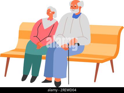 Großmutter Großvater sitzt auf der Bank im Park Stock Vektor