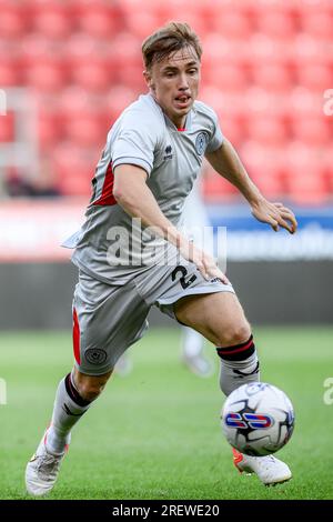 Ben Osborn Nr. 23 von Sheffield United während des Vorsaison-Freundschaftsspiels Rotherham United gegen Sheffield United im AESSEAL New York Stadium New York Stad Stockfoto