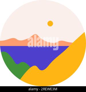 Naturlandschaft, Berge und See oder Teiche Stock Vektor