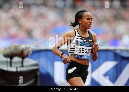Gudaf TSEGAY (Äthiopien) nimmt beim Finale der Frauen 5000m an der IAAF Diamond League 2023 Teil, Queen Elizabeth Olympic Park, Stratford, London, Großbritannien. Stockfoto