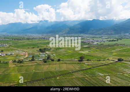 Felder und Dörfer. Foto in Yunnan, China. Stockfoto