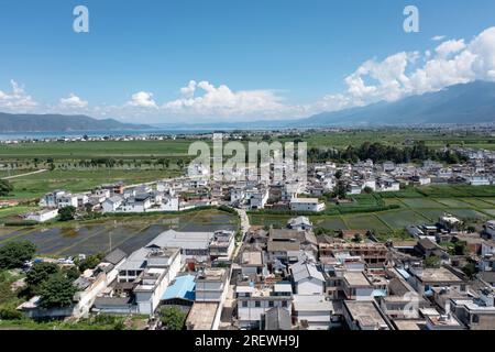 Felder und Dörfer. Foto in Yunnan, China. Stockfoto