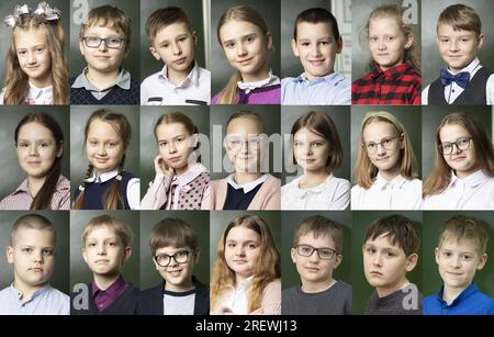 Eine Collage von Porträts von High-School-Schülern. Stockfoto