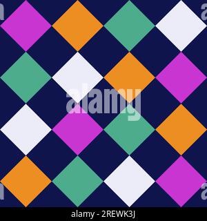 Nahtloser quadratischer Hintergrund mit Harlekin-Muster in Gelb, Grün und Blau. Stock Vektor