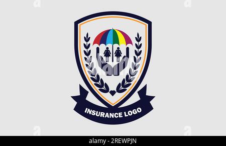 Familienversicherung – Logo-Konzept. Vektordarstellung eines Schilds mit einem Symbol für den Schutz einer Familie. Stock Vektor