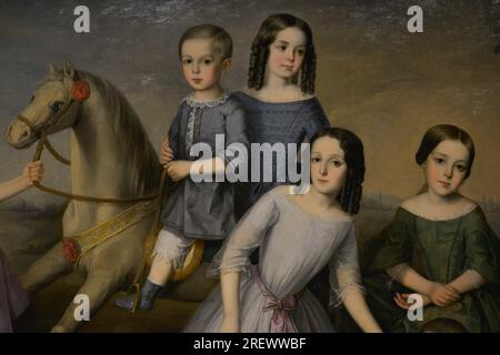 Jose Roldan Martinez (1808-1871). Spanischer Maler. Die Kinder der Lara-Familie, 1832. Öl auf Leinwand, 175,5 x 247,5 cm. Detail. Prado-Museum. Madrid. Spanien. Stockfoto