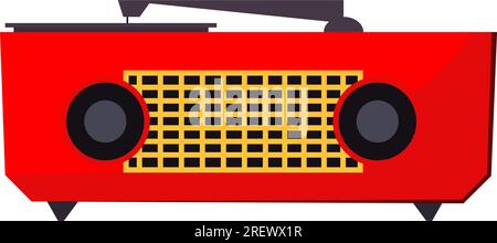 Plattenspieler mit Schallplatten. Rotes Retro-Gerät Stock Vektor