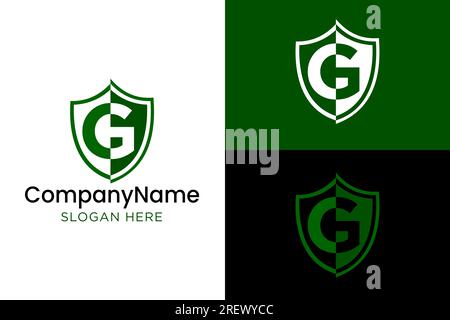 Design mit grünem G-Shield-Logo Stock Vektor