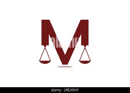 Buchstabe M Logo der Anwaltskanzlei gesetzliche Ausgewogenheit oder Skalierung Logo Design Vorlage Element Symbol Vektor geeignet für Unternehmen im Rechtsbereich Stock Vektor